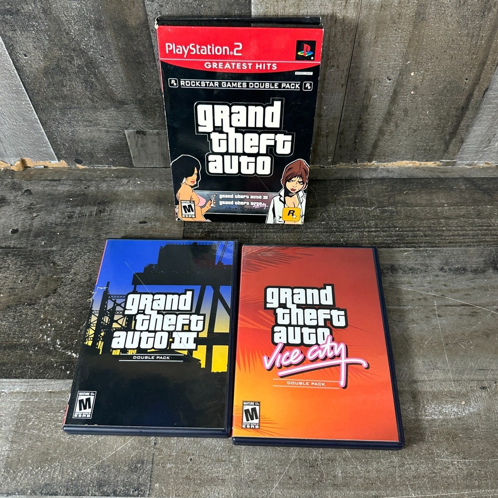 PS2 Grand Theft Auto 3 & Vice City Greatest Hits Double Pack w/ Manuals